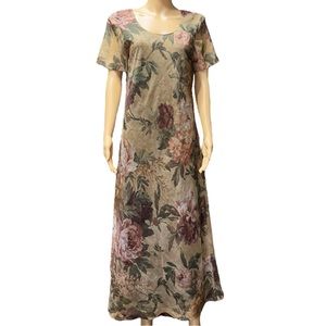 MICHAEL BLAIR VINTAGE Maxi Dress Women's Size 10 Floral Brown Lined